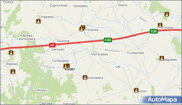 mapa Michorzewo, Michorzewo na mapie Targeo