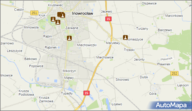 mapa Miechowice gmina Inowrocław, Miechowice gmina Inowrocław na mapie Targeo