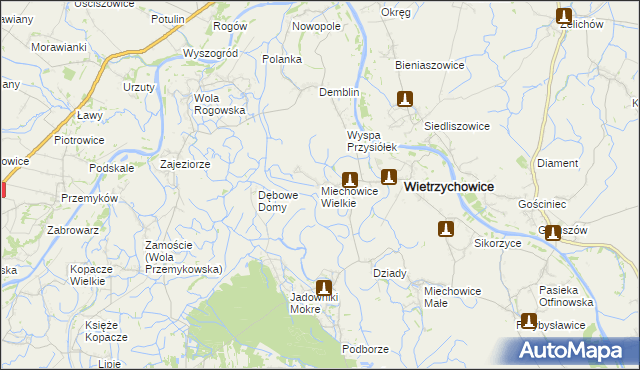 mapa Miechowice Wielkie, Miechowice Wielkie na mapie Targeo