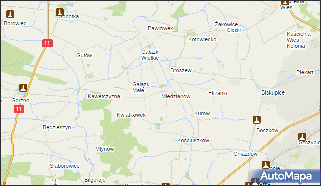 mapa Miedzianów, Miedzianów na mapie Targeo