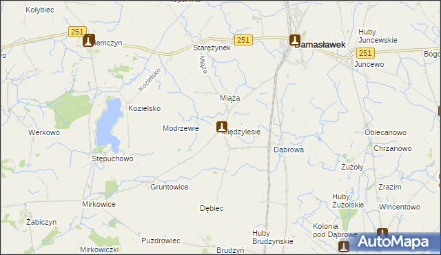 mapa Międzylesie gmina Damasławek, Międzylesie gmina Damasławek na mapie Targeo