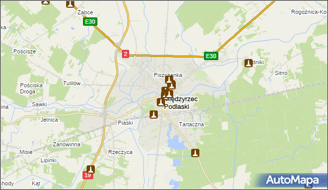 mapa Międzyrzec Podlaski, Międzyrzec Podlaski na mapie Targeo