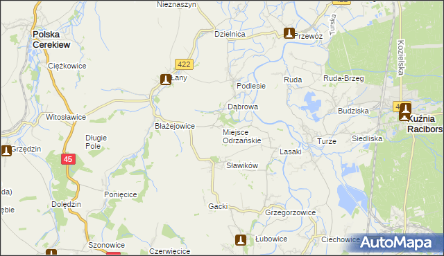 mapa Miejsce Odrzańskie, Miejsce Odrzańskie na mapie Targeo