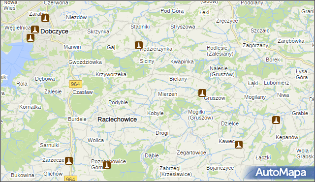 mapa Mierzeń, Mierzeń na mapie Targeo