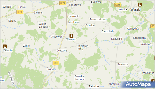 mapa Mierzwin Mały, Mierzwin Mały na mapie Targeo