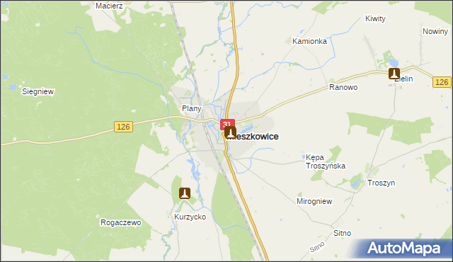 mapa Mieszkowice powiat gryfiński, Mieszkowice powiat gryfiński na mapie Targeo