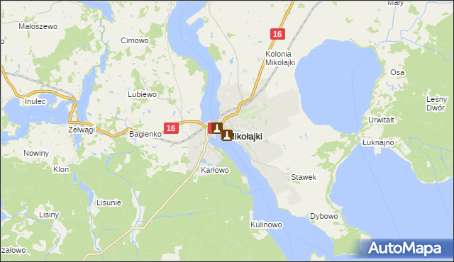 mapa Mikołajki powiat mrągowski, Mikołajki powiat mrągowski na mapie Targeo