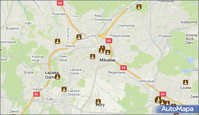 mapa Mikołów, Mikołów na mapie Targeo