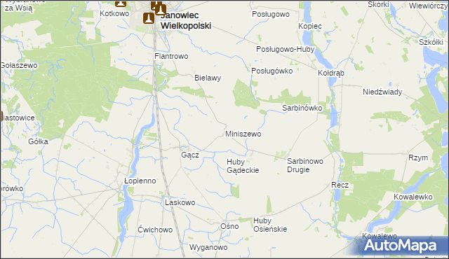 mapa Miniszewo, Miniszewo na mapie Targeo