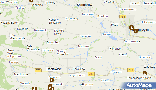 mapa Miroszów, Miroszów na mapie Targeo