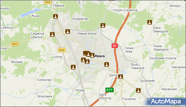 mapa Mława, Mława na mapie Targeo