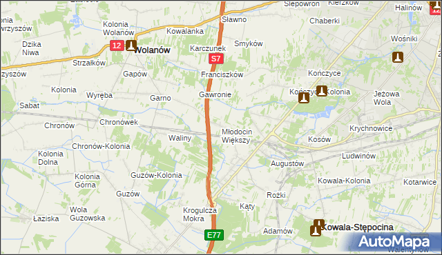 mapa Młodocin Większy, Młodocin Większy na mapie Targeo