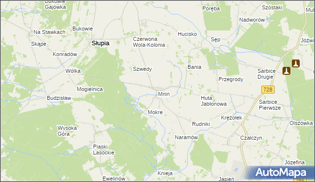 mapa Mnin, Mnin na mapie Targeo