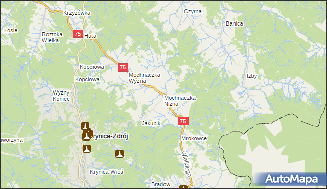 mapa Mochnaczka Niżna, Mochnaczka Niżna na mapie Targeo