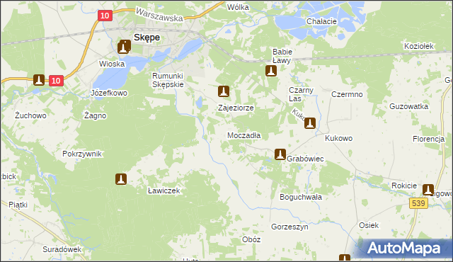 mapa Moczadła gmina Skępe, Moczadła gmina Skępe na mapie Targeo