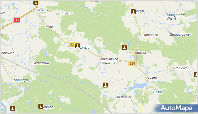 mapa Moczydlnica Klasztorna, Moczydlnica Klasztorna na mapie Targeo