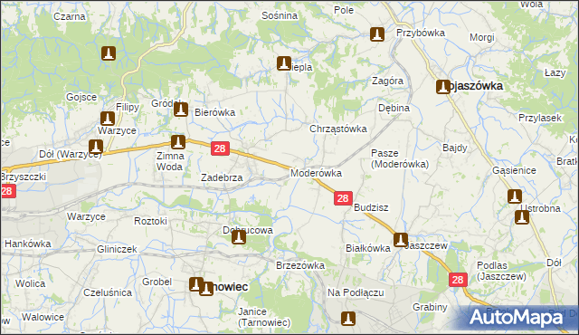 mapa Moderówka, Moderówka na mapie Targeo