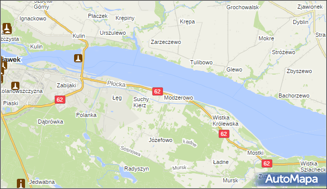 mapa Modzerowo gmina Włocławek, Modzerowo gmina Włocławek na mapie Targeo