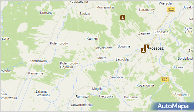mapa Mokre gmina Rossosz, Mokre gmina Rossosz na mapie Targeo