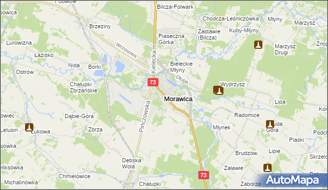 mapa Morawica powiat kielecki, Morawica powiat kielecki na mapie Targeo
