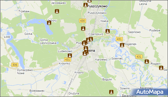 mapa Mosina powiat poznański, Mosina powiat poznański na mapie Targeo