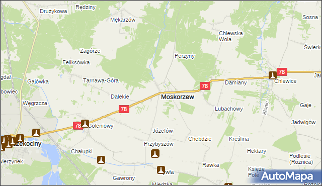 mapa Moskorzew, Moskorzew na mapie Targeo