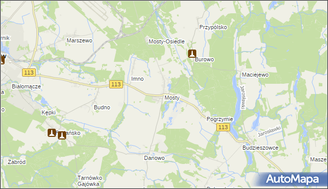 mapa Mosty gmina Goleniów, Mosty gmina Goleniów na mapie Targeo