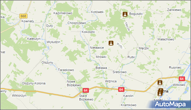 mapa Mrówki gmina Wizna, Mrówki gmina Wizna na mapie Targeo