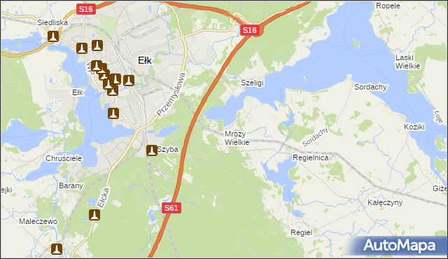 mapa Mrozy Wielkie, Mrozy Wielkie na mapie Targeo