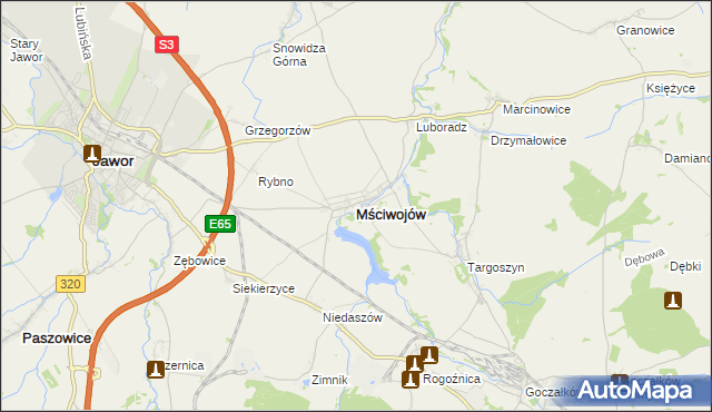 mapa Mściwojów, Mściwojów na mapie Targeo