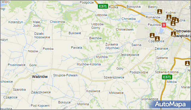 mapa Mychów, Mychów na mapie Targeo