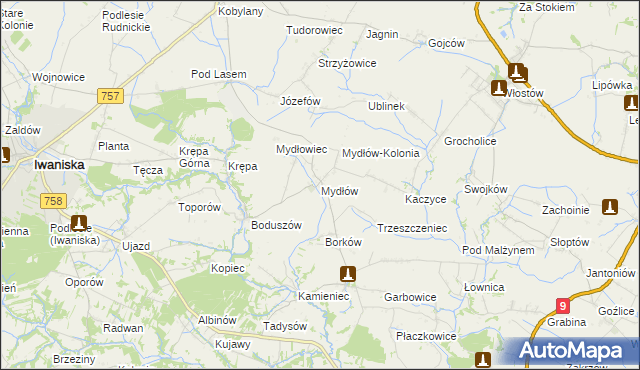 mapa Mydłów, Mydłów na mapie Targeo