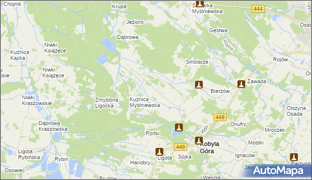 mapa Myślniew, Myślniew na mapie Targeo