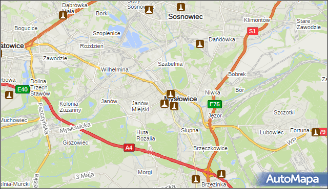 mapa Mysłowice, Mysłowice na mapie Targeo