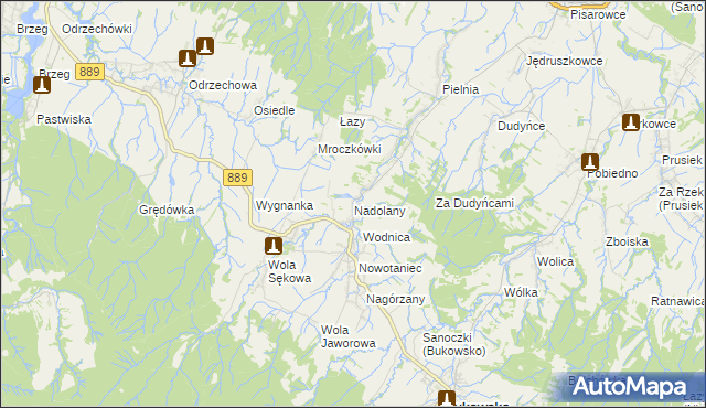 mapa Nadolany, Nadolany na mapie Targeo