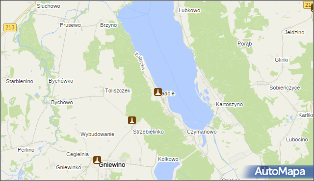 mapa Nadole gmina Gniewino, Nadole gmina Gniewino na mapie Targeo