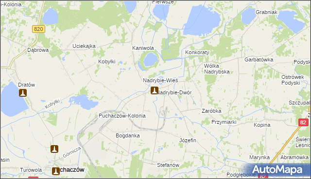 mapa Nadrybie-Dwór, Nadrybie-Dwór na mapie Targeo