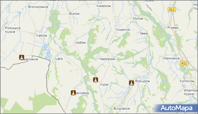 mapa Nadziejów gmina Otmuchów, Nadziejów gmina Otmuchów na mapie Targeo