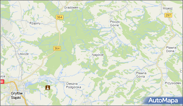 mapa Nagórze gmina Lwówek Śląski, Nagórze gmina Lwówek Śląski na mapie Targeo