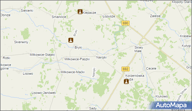 mapa Narojki, Narojki na mapie Targeo