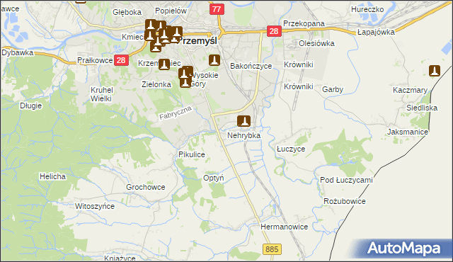mapa Nehrybka, Nehrybka na mapie Targeo