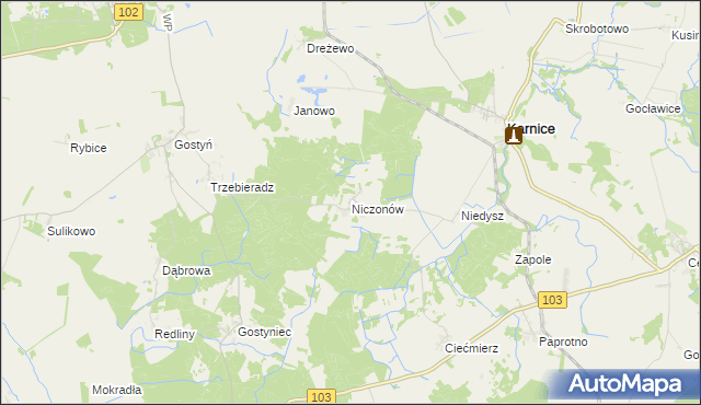 mapa Niczonów, Niczonów na mapie Targeo