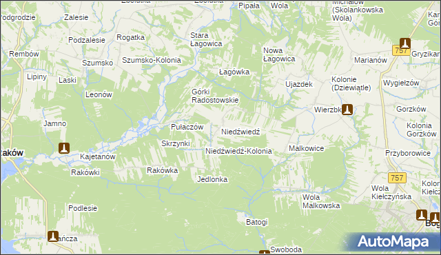 mapa Niedźwiedź gmina Bogoria, Niedźwiedź gmina Bogoria na mapie Targeo