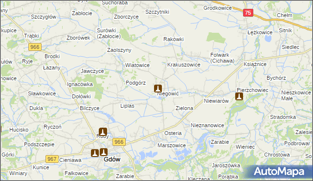 mapa Niegowić, Niegowić na mapie Targeo