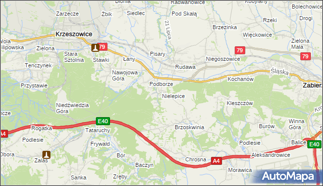 mapa Nielepice, Nielepice na mapie Targeo