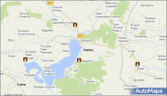 mapa Nielisz, Nielisz na mapie Targeo