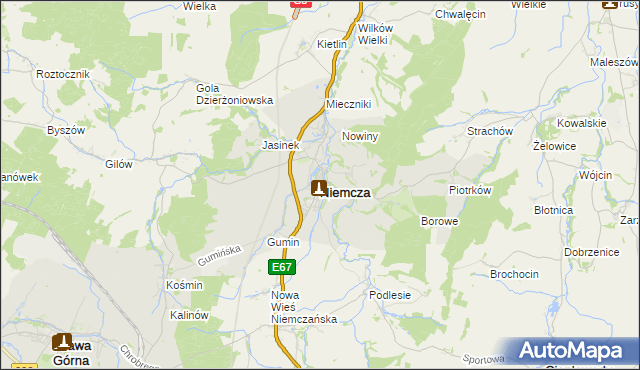 mapa Niemcza, Niemcza na mapie Targeo