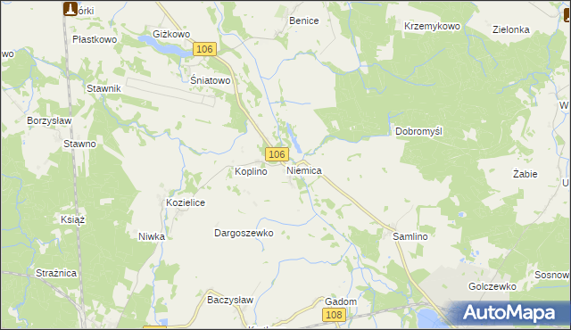 mapa Niemica gmina Golczewo, Niemica gmina Golczewo na mapie Targeo