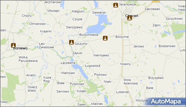 mapa Niemojewo gmina Choceń, Niemojewo gmina Choceń na mapie Targeo