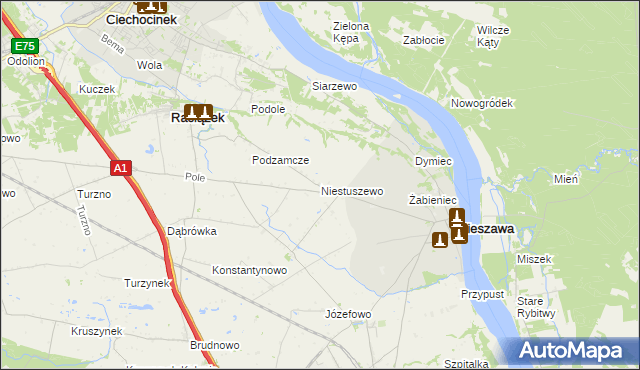 mapa Niestuszewo, Niestuszewo na mapie Targeo